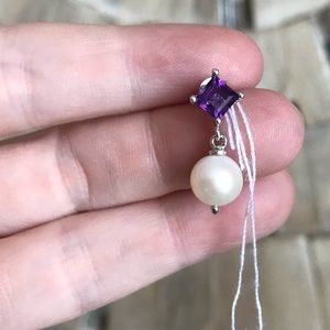 Ross Simons Cultured Pearl and Amethyst Earrings